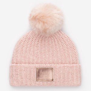 Love Your Melon Blush RoseGold Metallic Pom Beanie